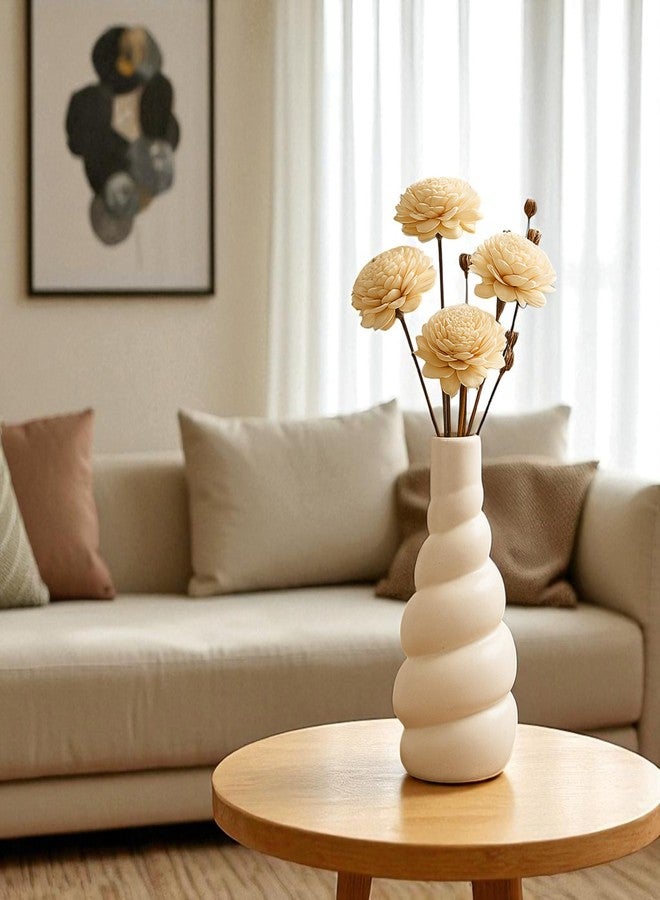 Aabco Unique Shape, Ceremic Vase for Living Room, Home Decoration Items for Living Room, Flower Vases for Home, Office & Table Decor (Stripped Bottle) - Image 1